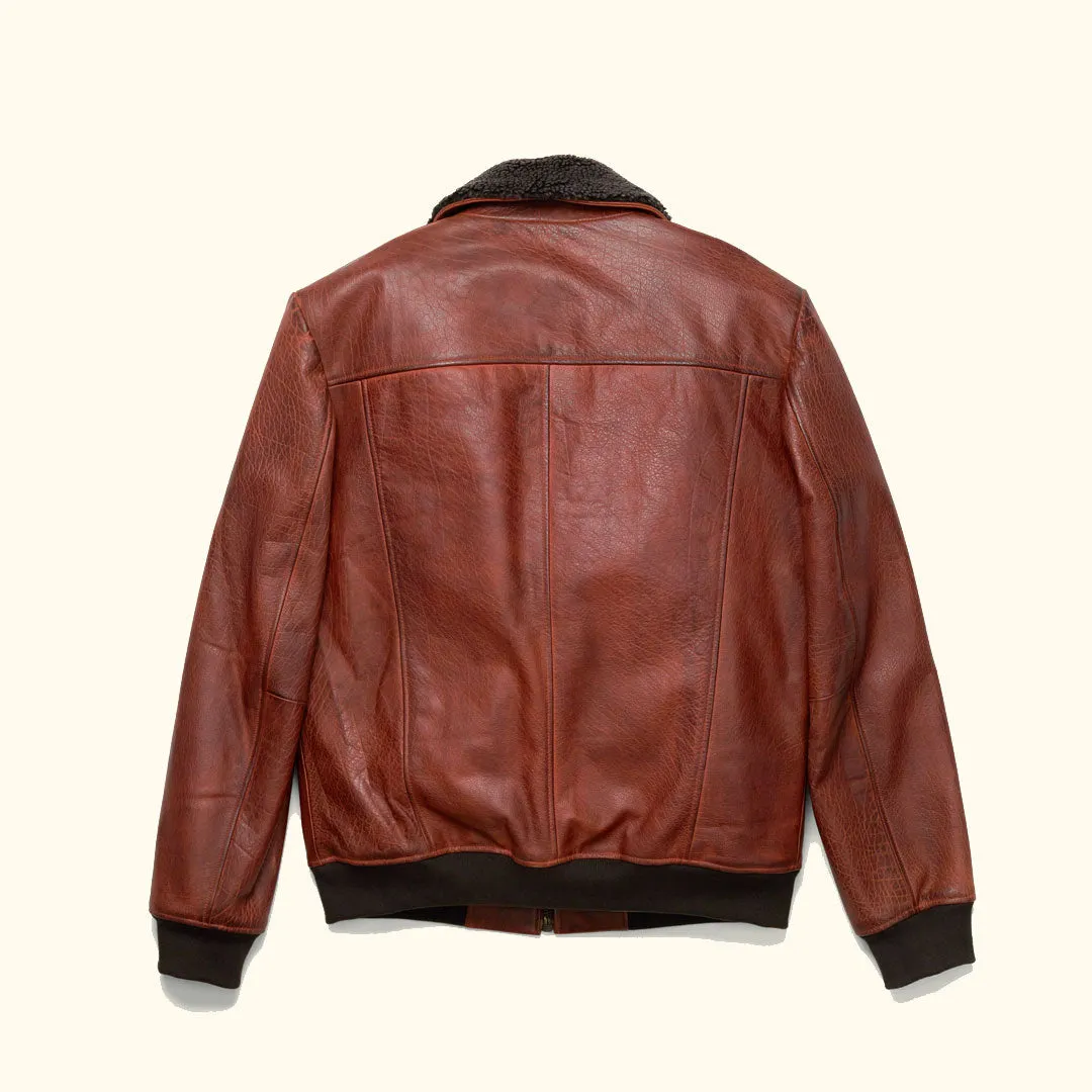 Limited Maverick Leather Bomber Jacket | Buffalo Grain Brown