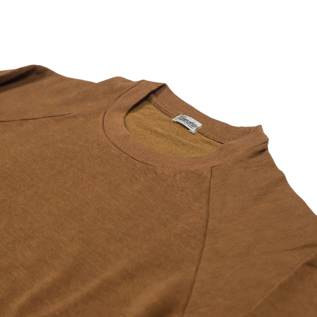 Linen/cotton crewneck sweatshirt, Ochre