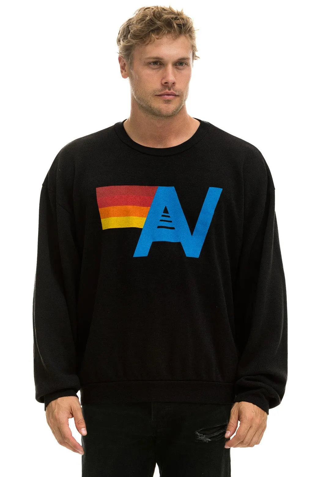 LOGO RELAXED CREW SWEATSHIRT - BLACK