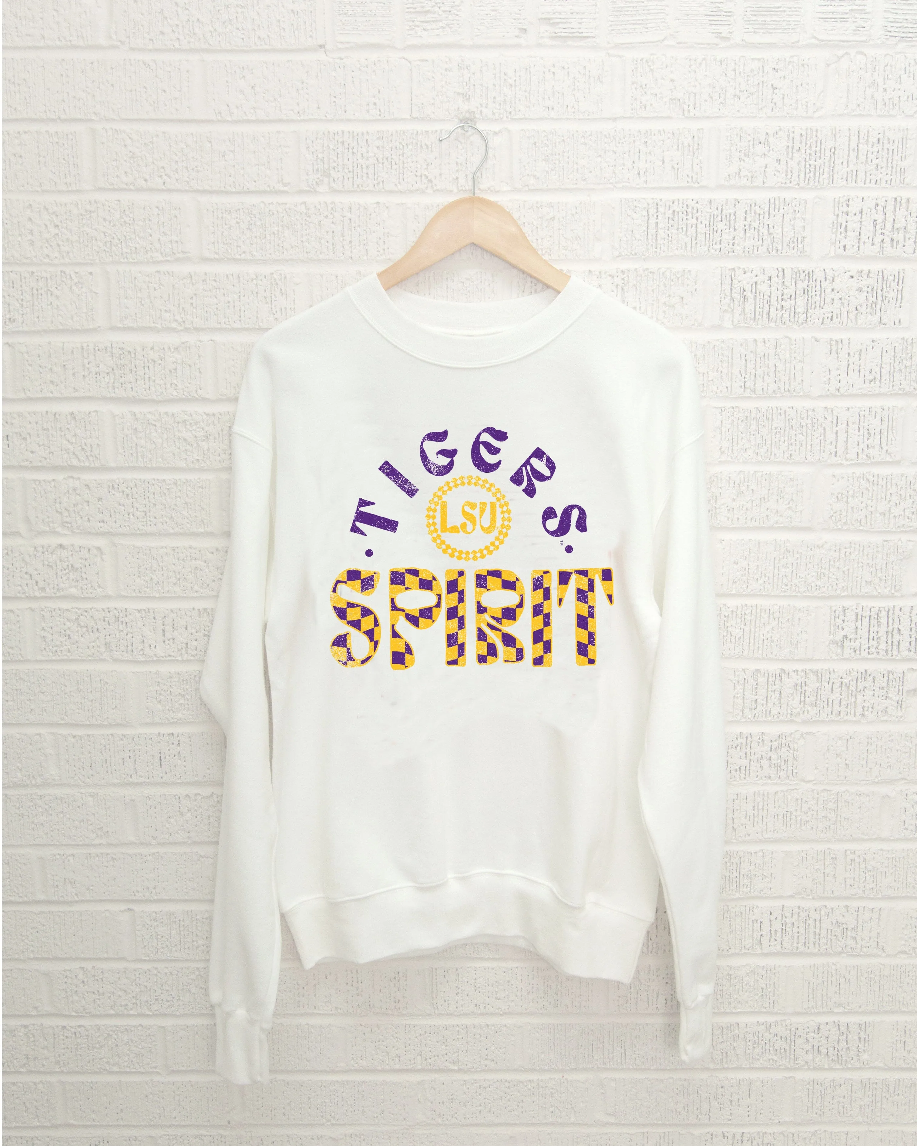 LSU Tigers Spirit White Thrifted Sweatshirt