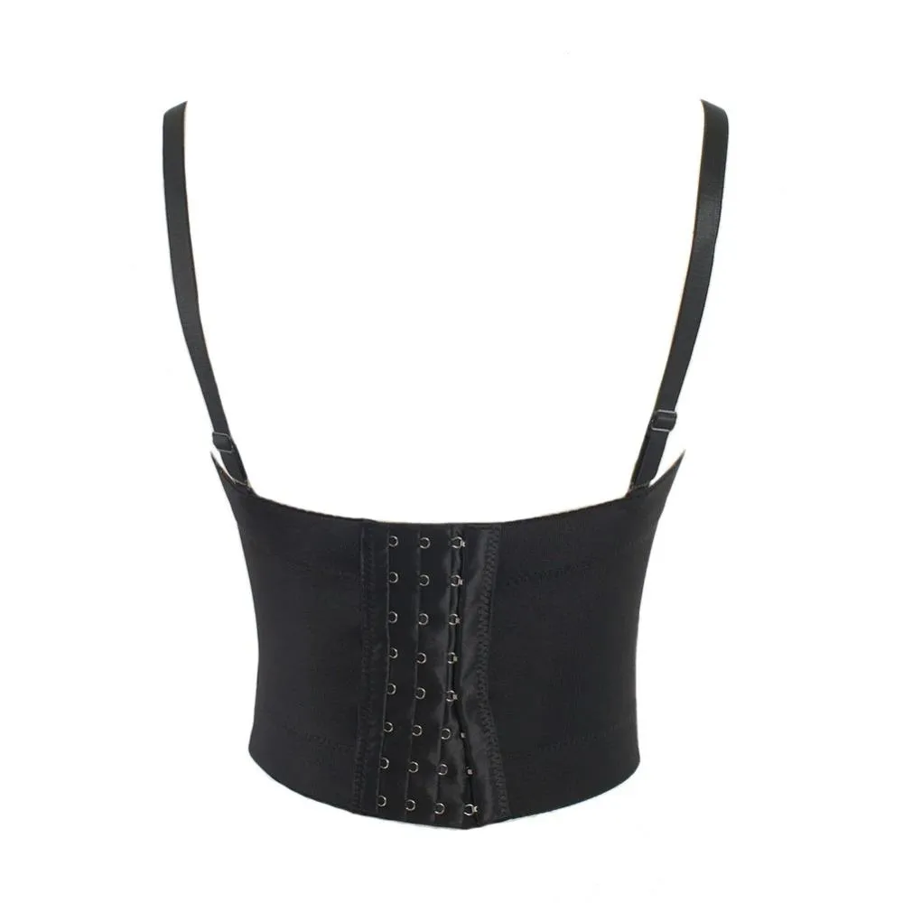 'Matrix' Black PU Fake Leather Bustier Top