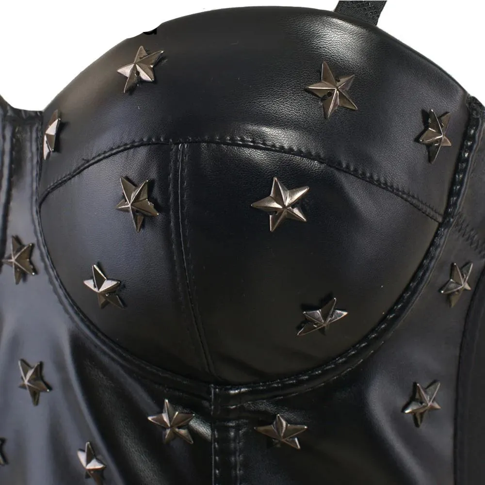 'Matrix' Black PU Fake Leather Bustier Top