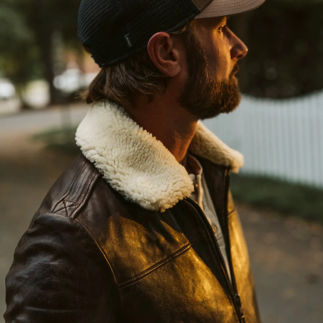 Maverick Leather Bomber Jacket | Distressed Brown