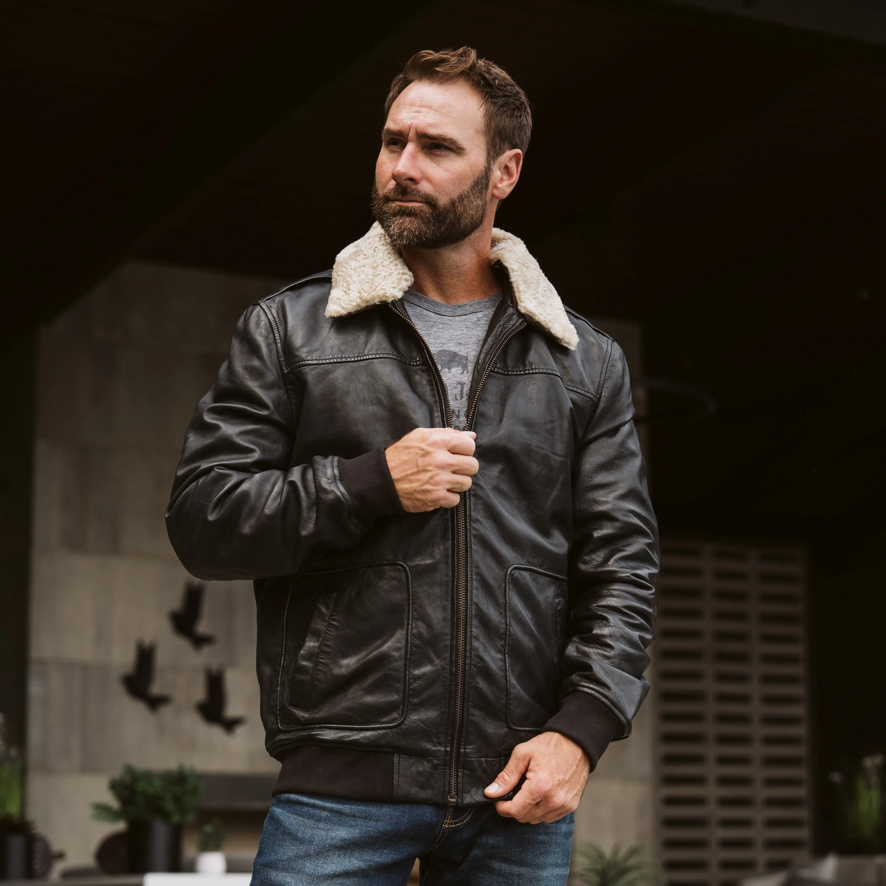 Maverick Leather Bomber Jacket | Vintage Black