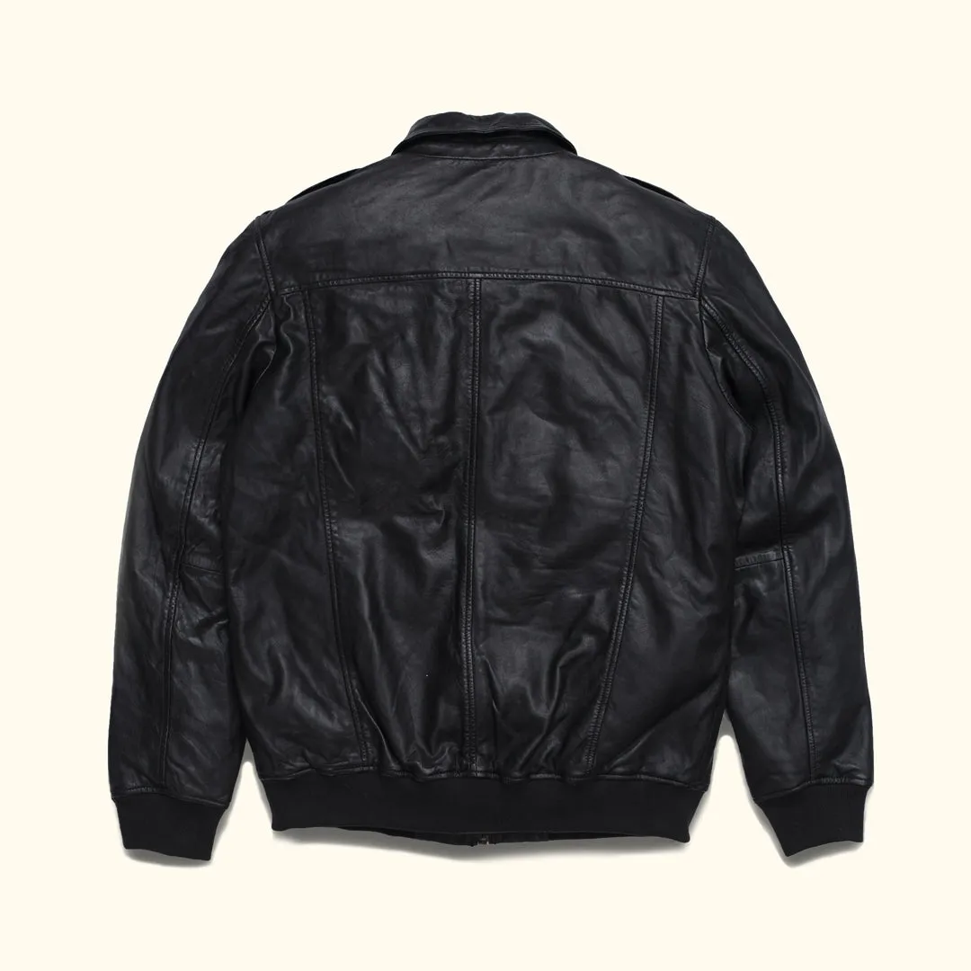 Maverick Leather Bomber Jacket | Vintage Black