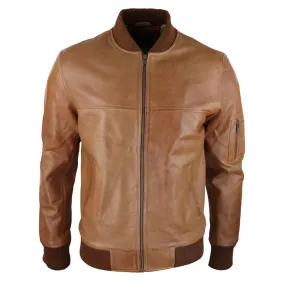 Mens Genuine Leather Bomber Jacket Leather Casual Varsity VIntage Smart Casual