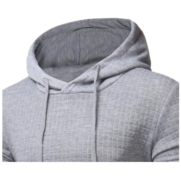 Men's Plaid Drawstring Casual Hoodie