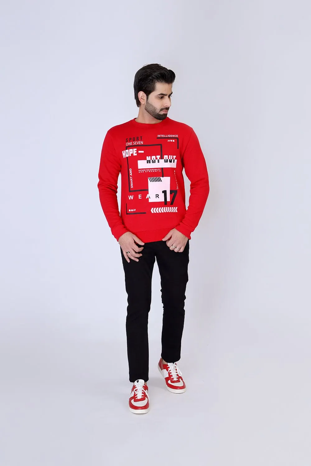 Men'S Red Graphic Print Sweatshirt - Bold And Comfortable