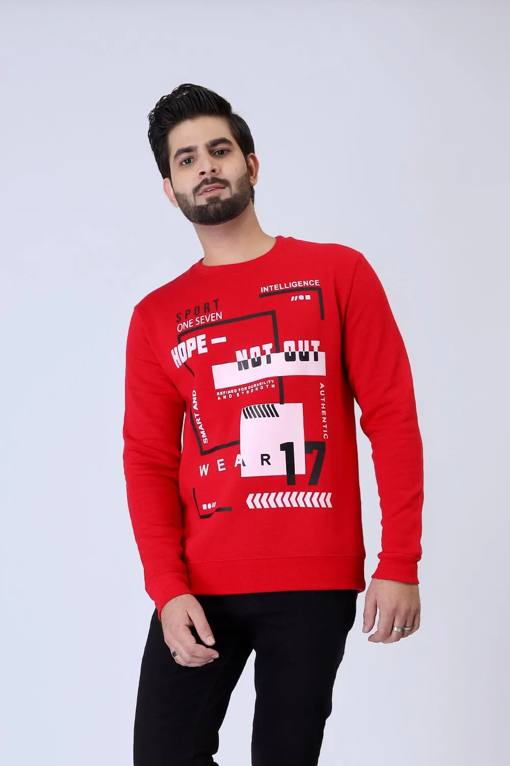 Men'S Red Graphic Print Sweatshirt - Bold And Comfortable