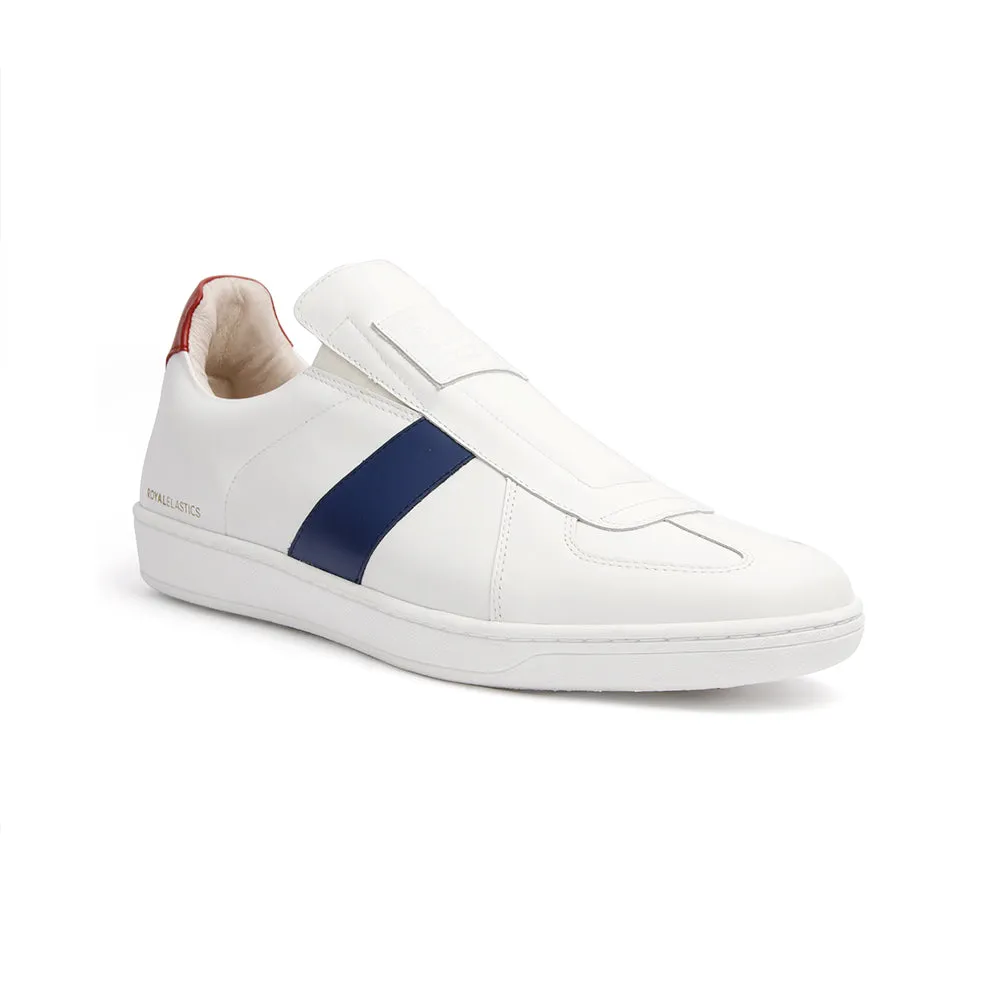 Men's Smooth White Blue Red Leather Low Tops 01593-051