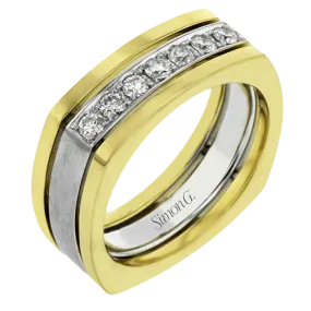 Men's Wedding Band In 14k Or 18k Gold with Diamonds