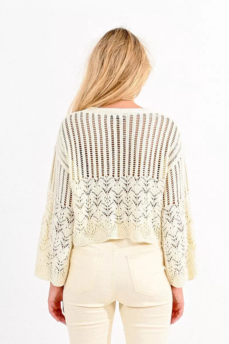 Molly Bracken Off White Scalloped Sweater