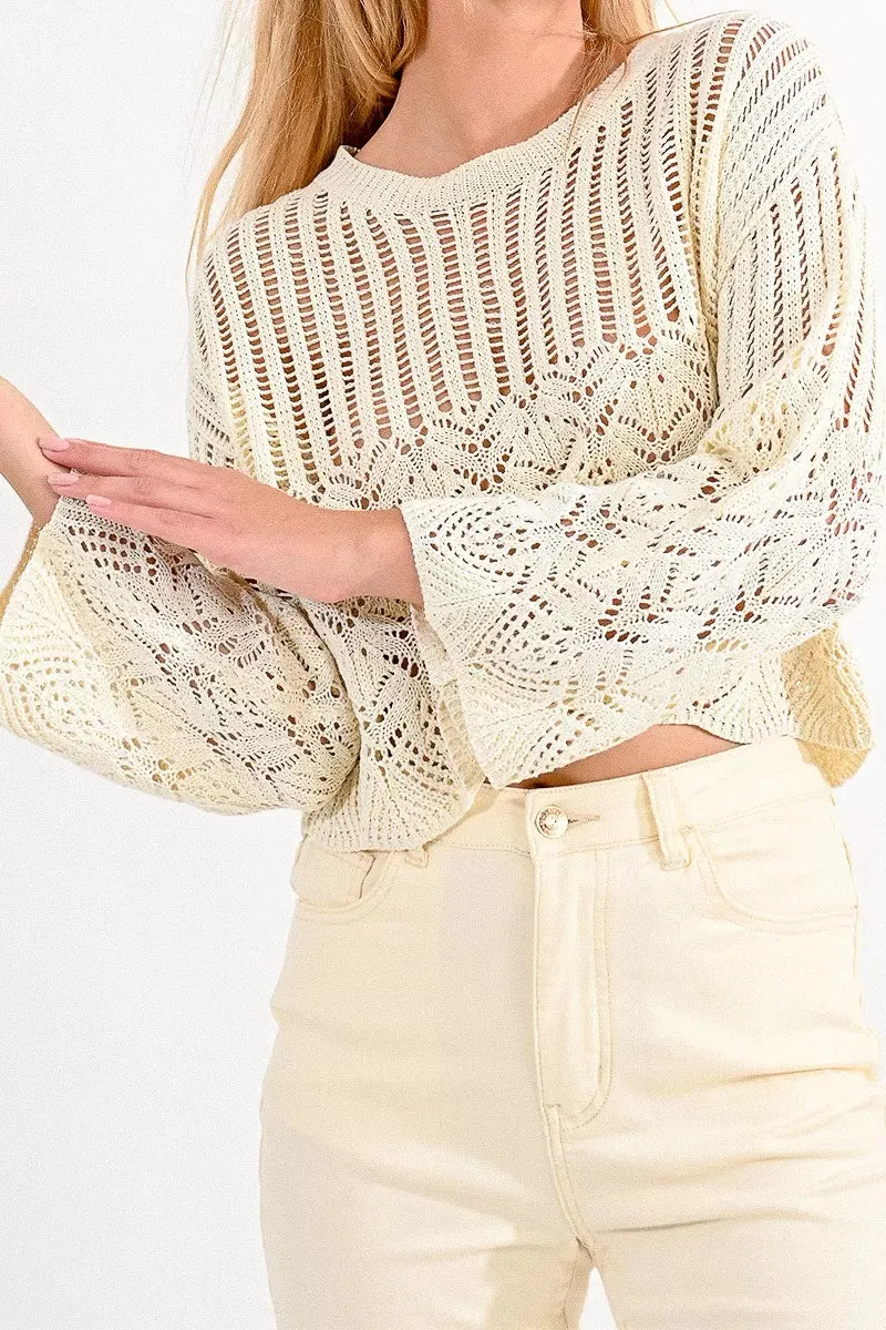 Molly Bracken Off White Scalloped Sweater