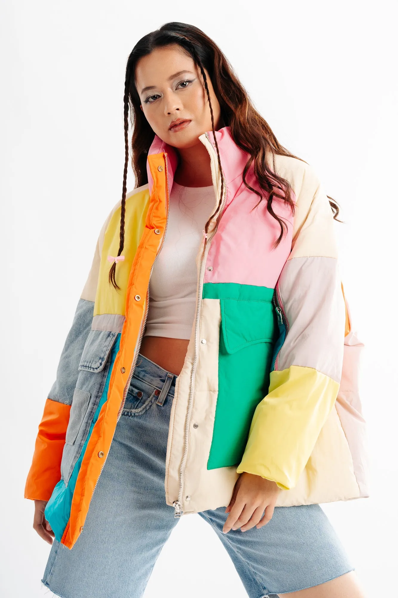 Multi Colorblock Long Sleeve Oversize Jacket