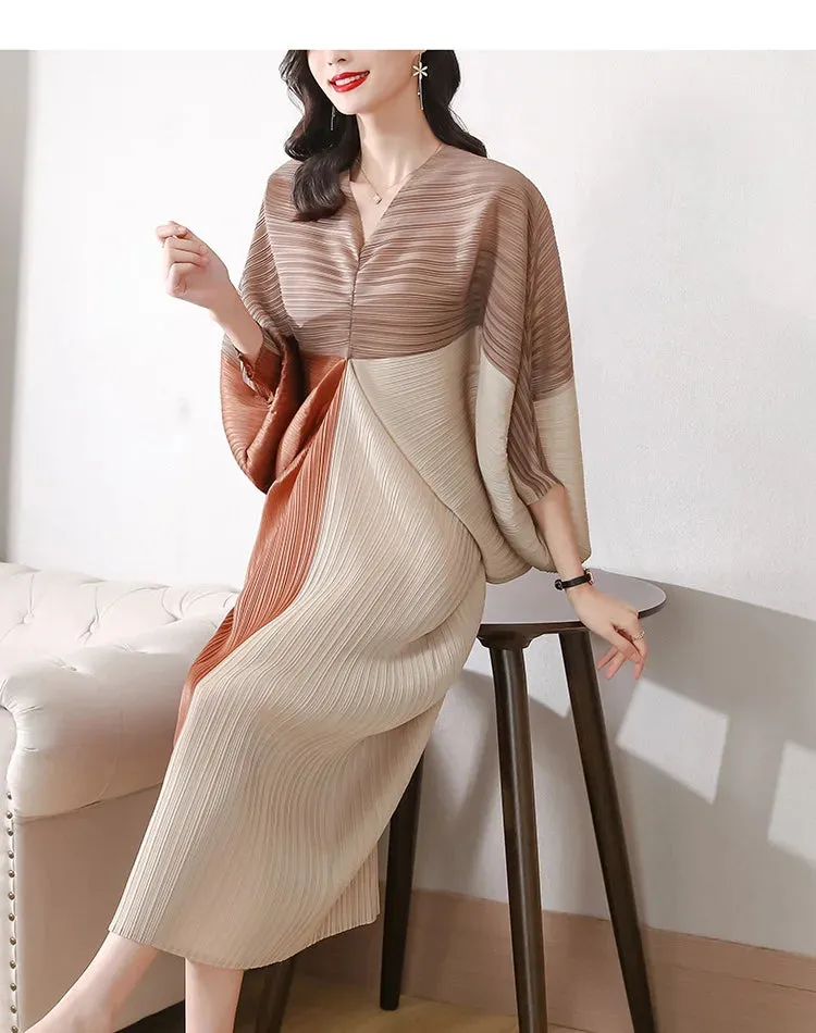 New! Fancy Luxe Batwing Sleeve Pleated Dress