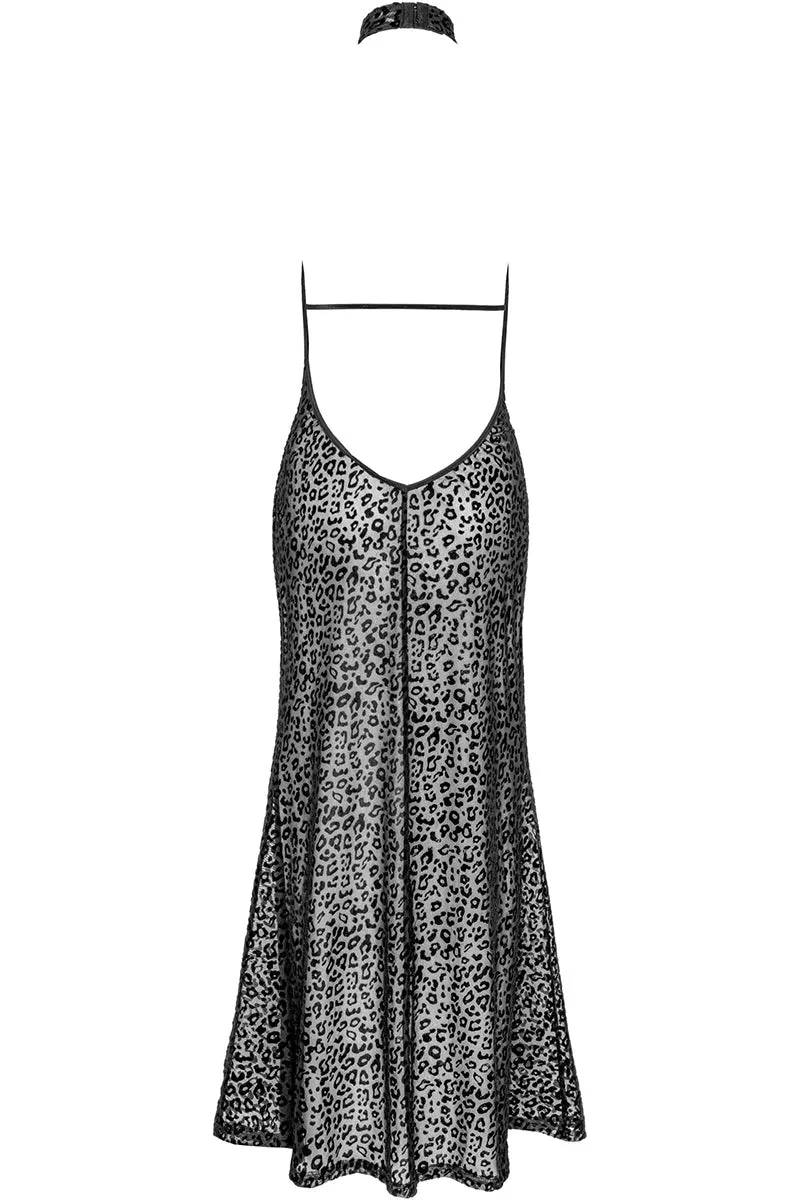 Noir Handmade Long Leopard Flock Dress