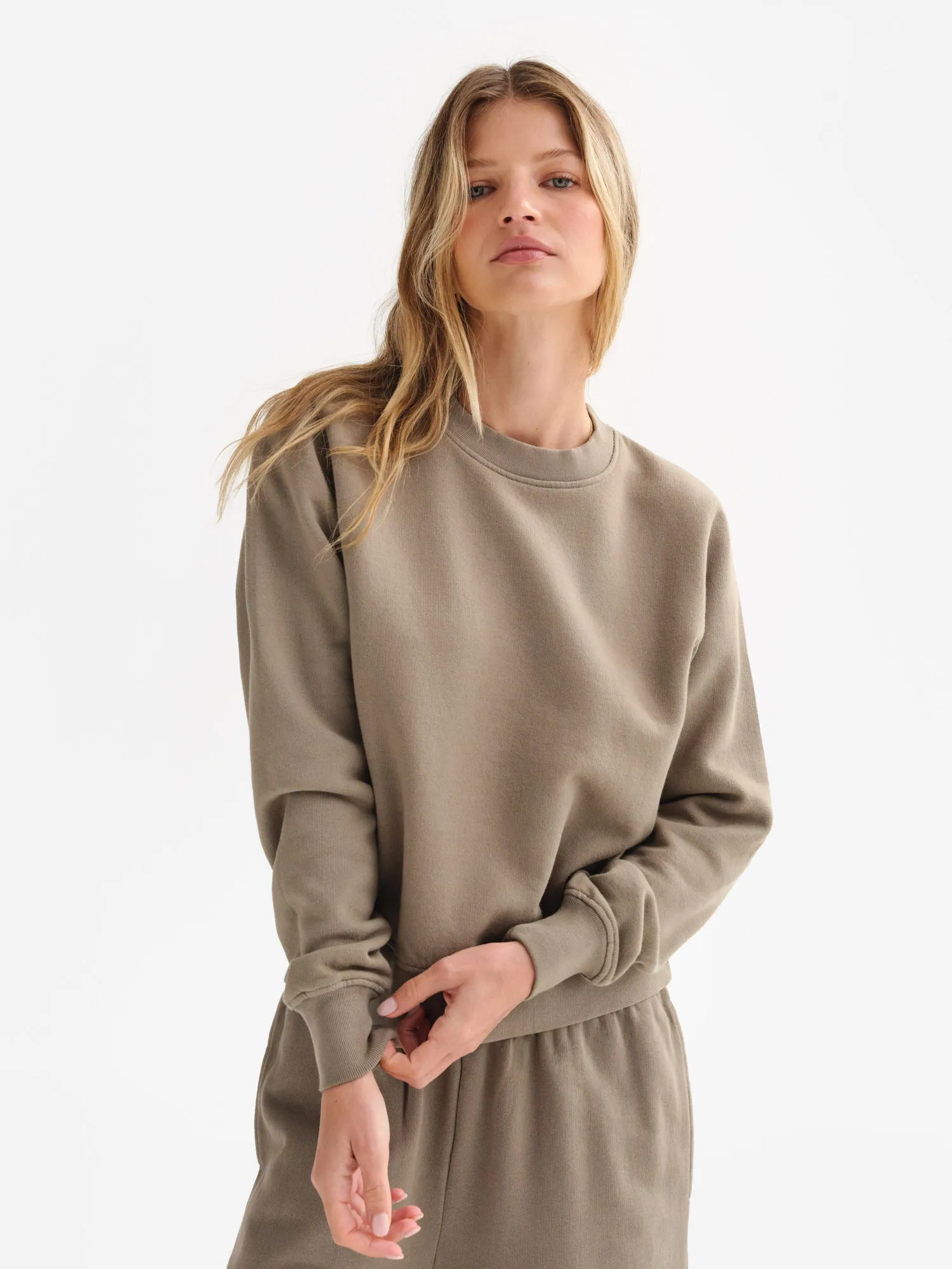 Organic Fleece Shrunken Crew Neck Sweatshirt