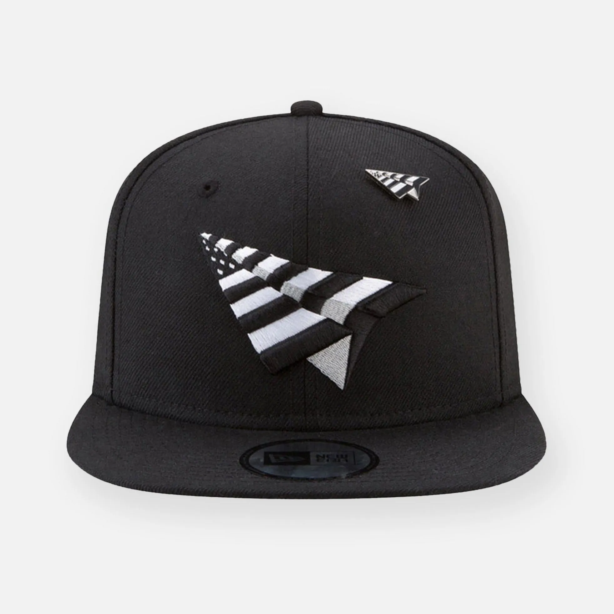 Paper Plane - The Original Crown Old School Snapback Hat with Green Undervisor