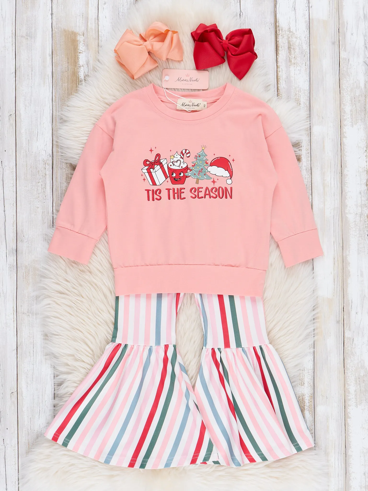 Peach 'Tis the Season Bell Bottoms Outfit