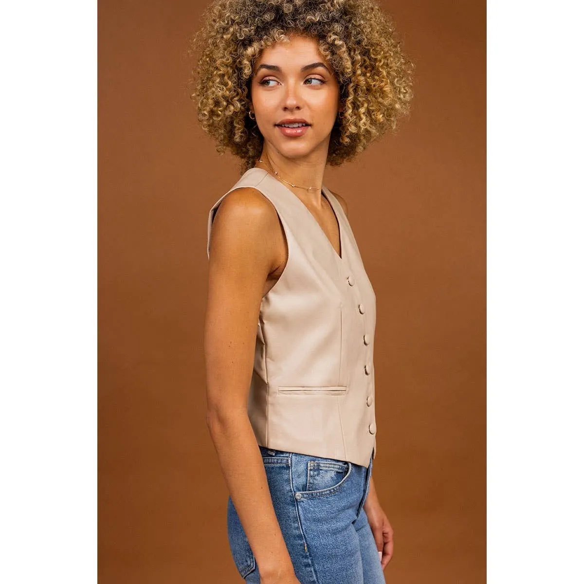 Tan Vegan Leather Vest