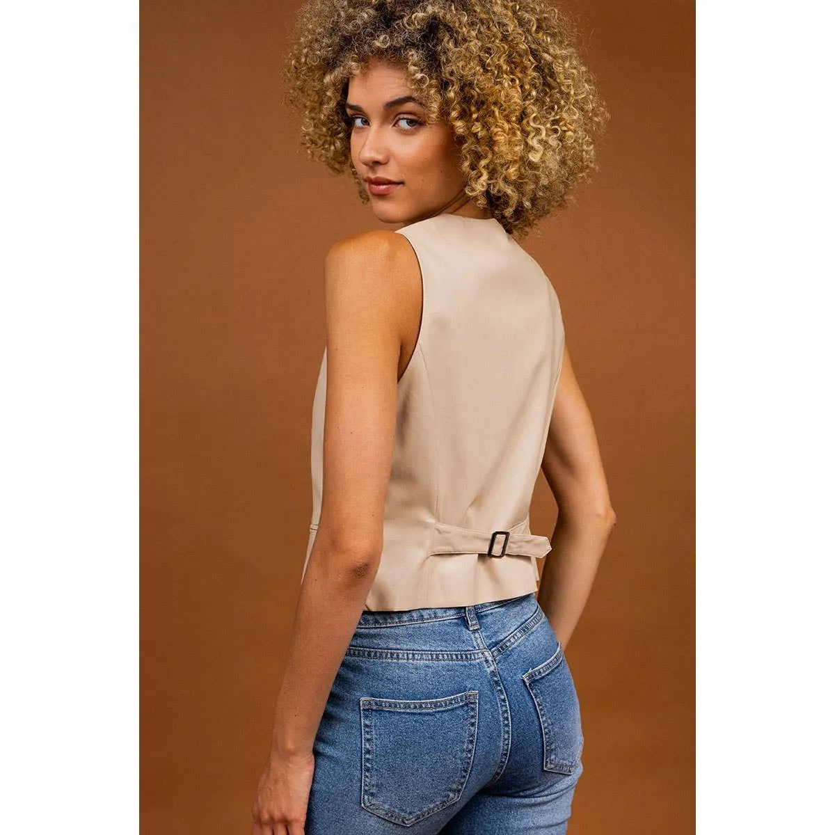 Tan Vegan Leather Vest