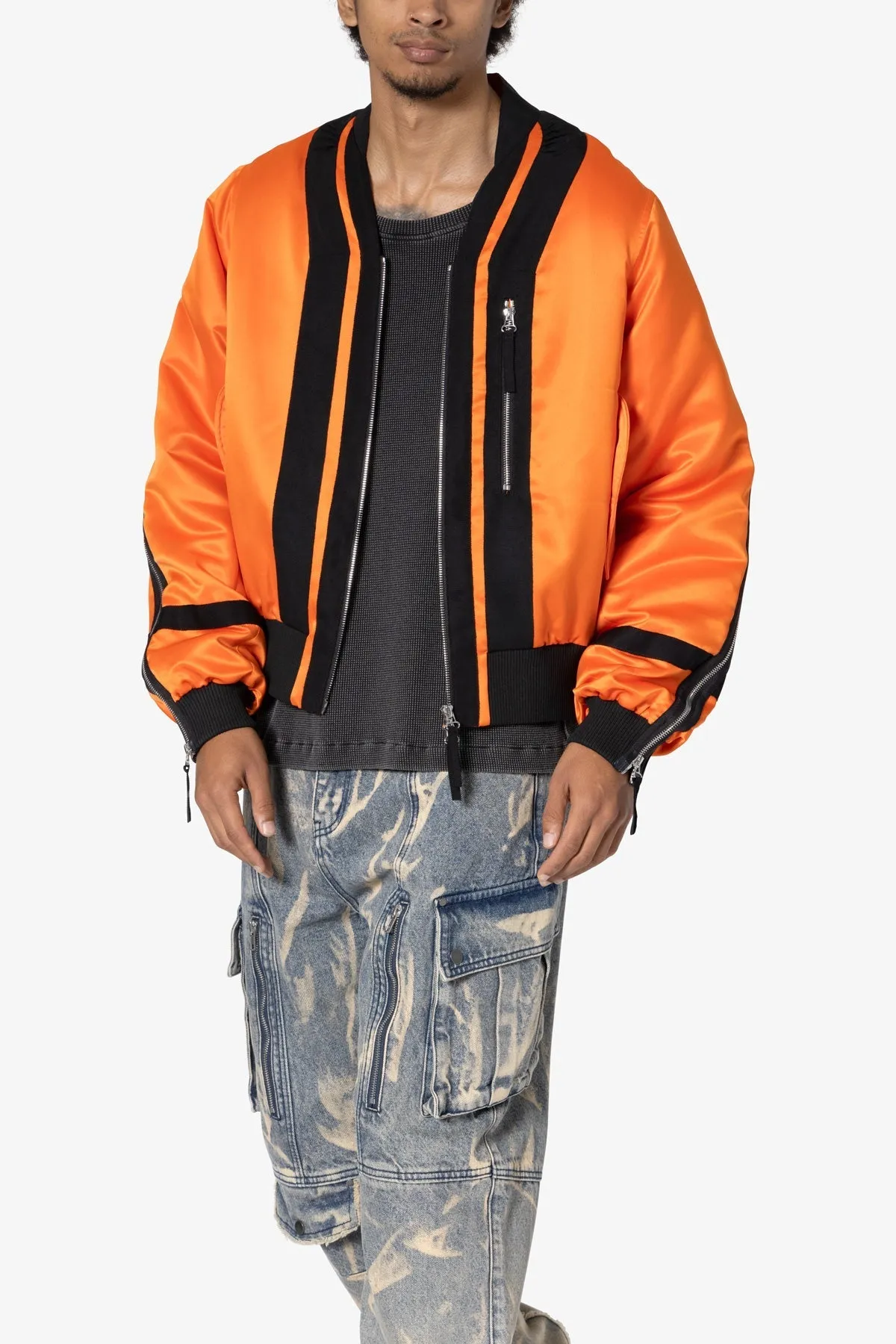 Taped Bomber Jacket - Orange/Black