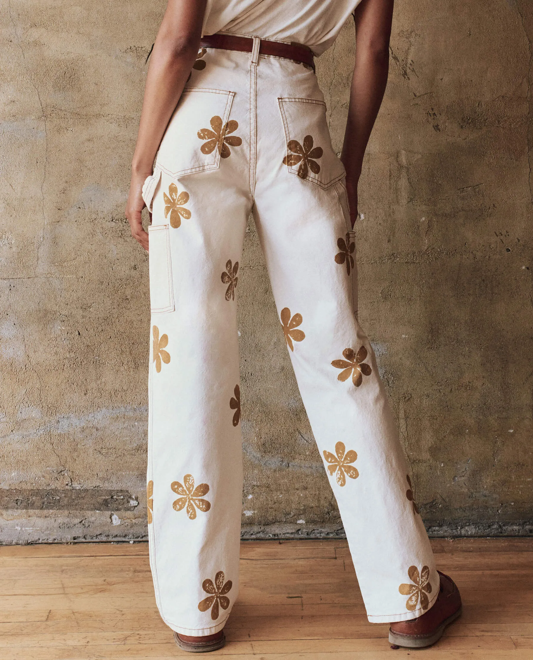 The Carpenter Pant with Daisy Stamp. -- Natural