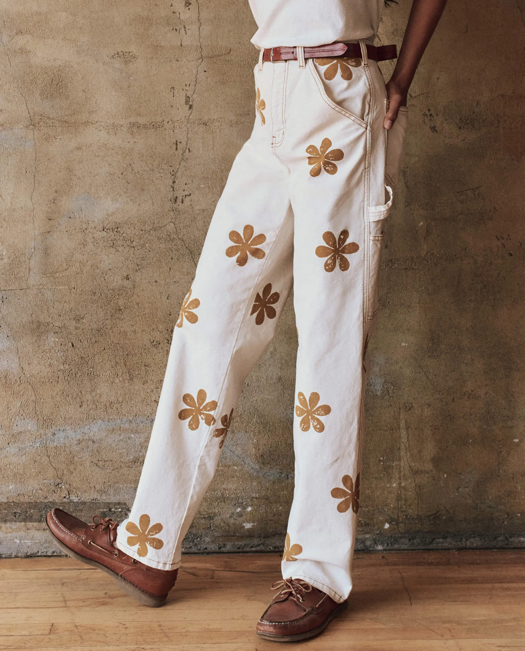 The Carpenter Pant with Daisy Stamp. -- Natural