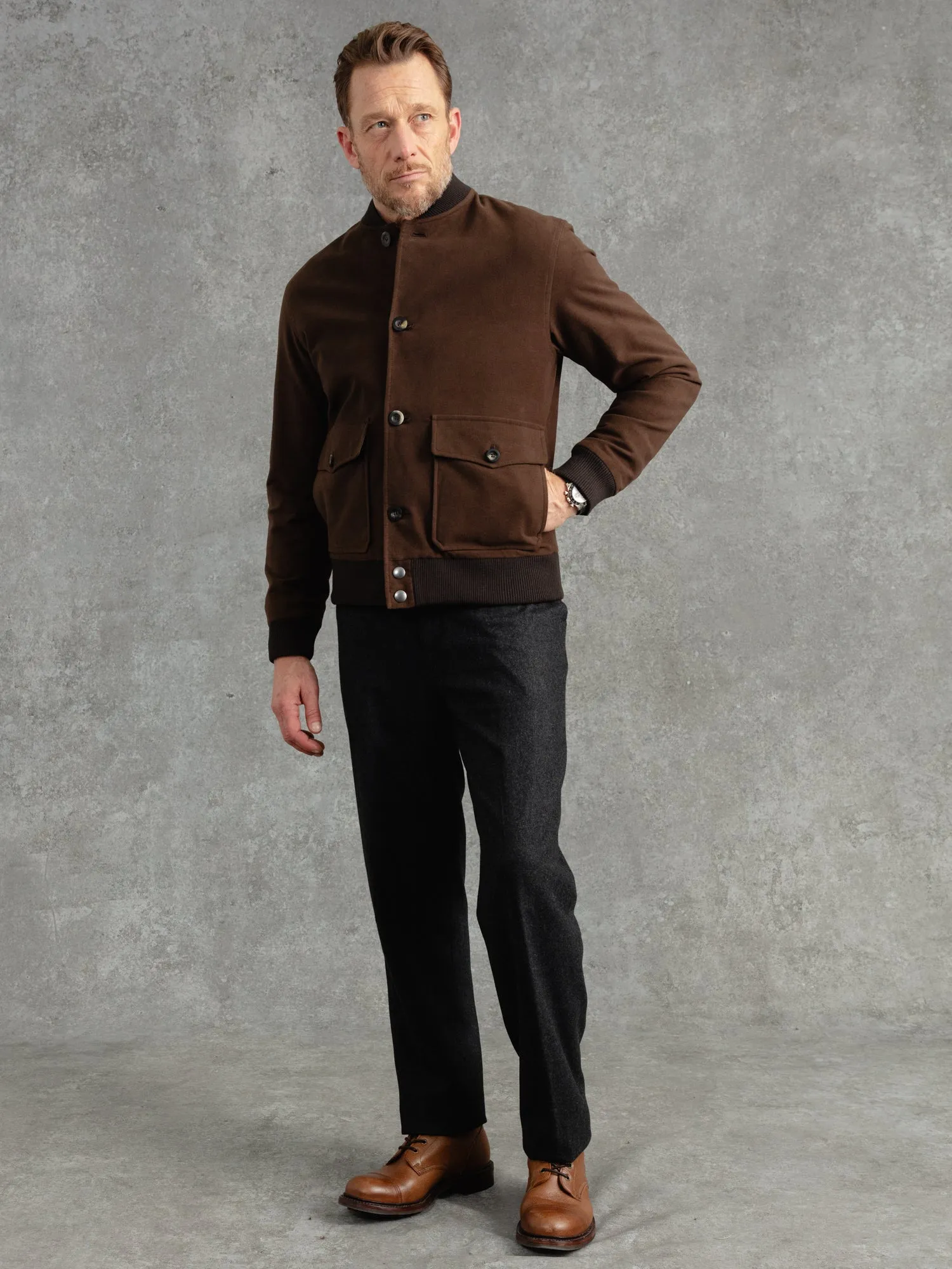 The Moleskin Bomber - Brown