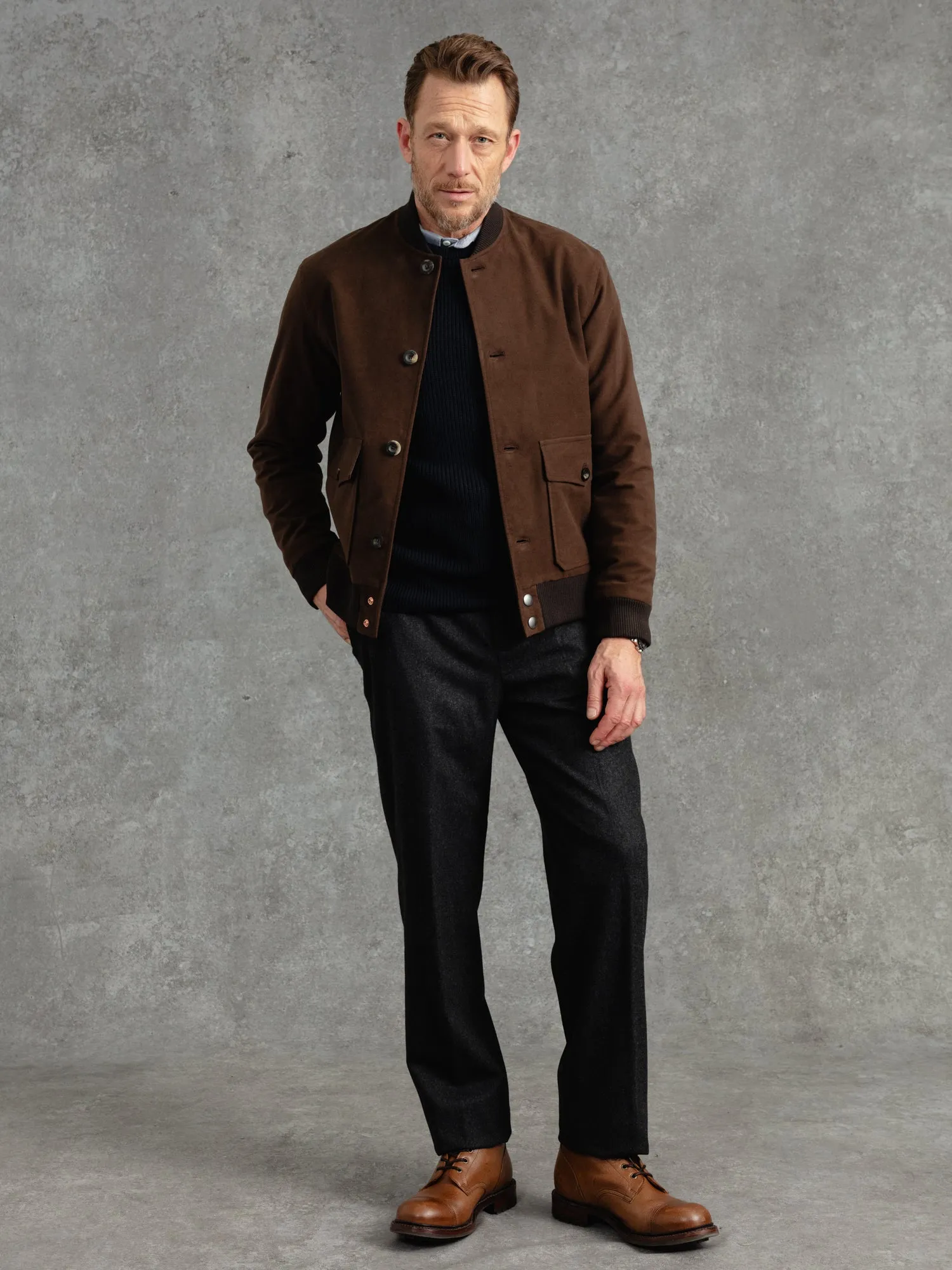 The Moleskin Bomber - Brown