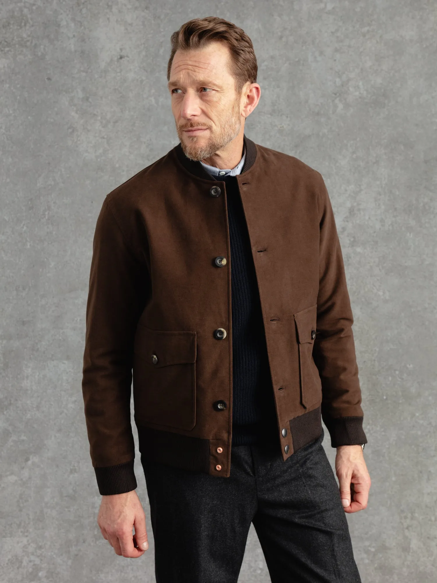 The Moleskin Bomber - Brown