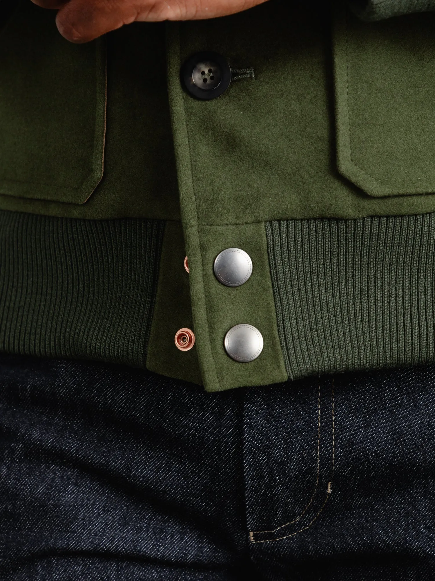 The Moleskin Bomber - Olive