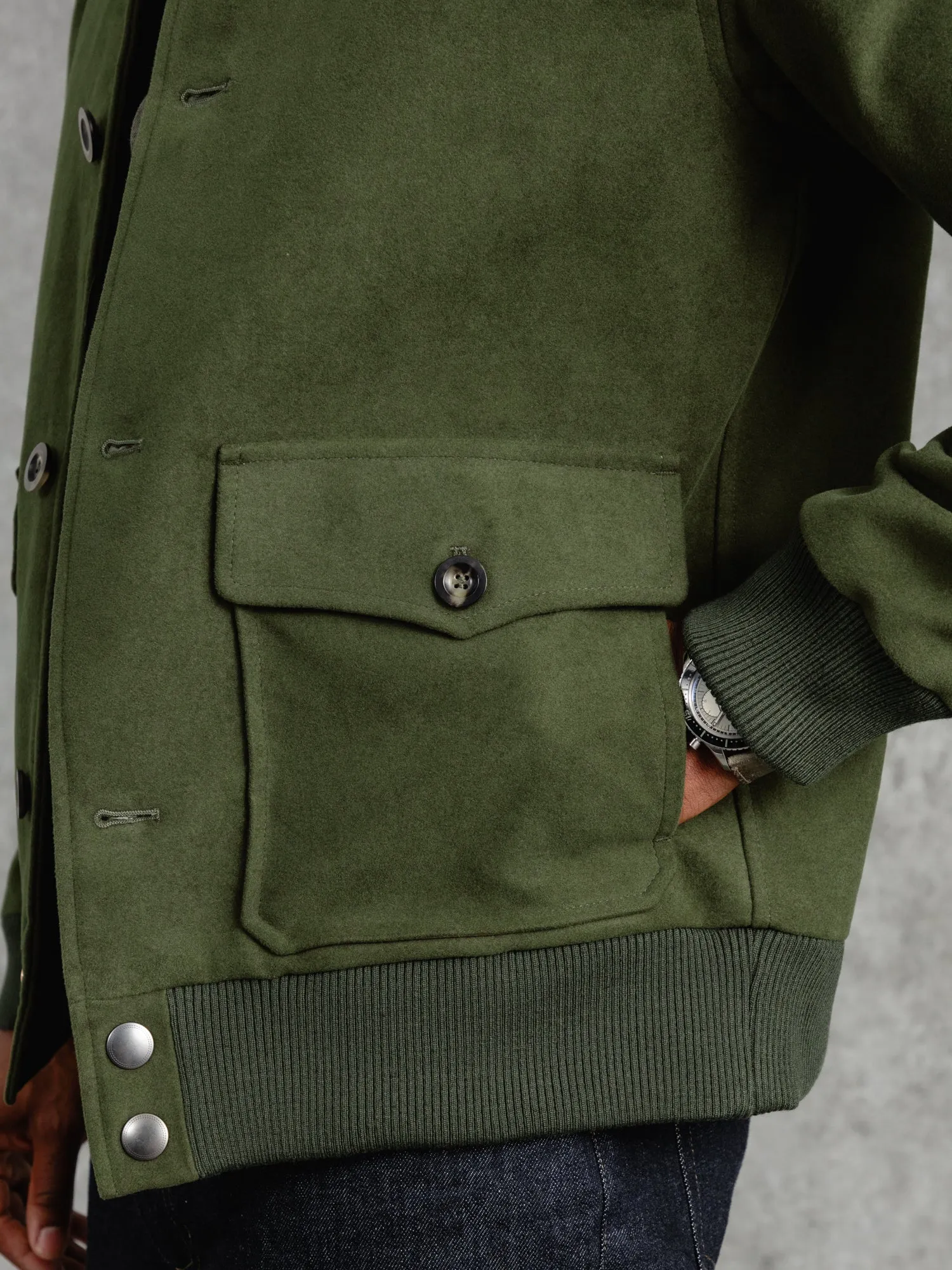 The Moleskin Bomber - Olive