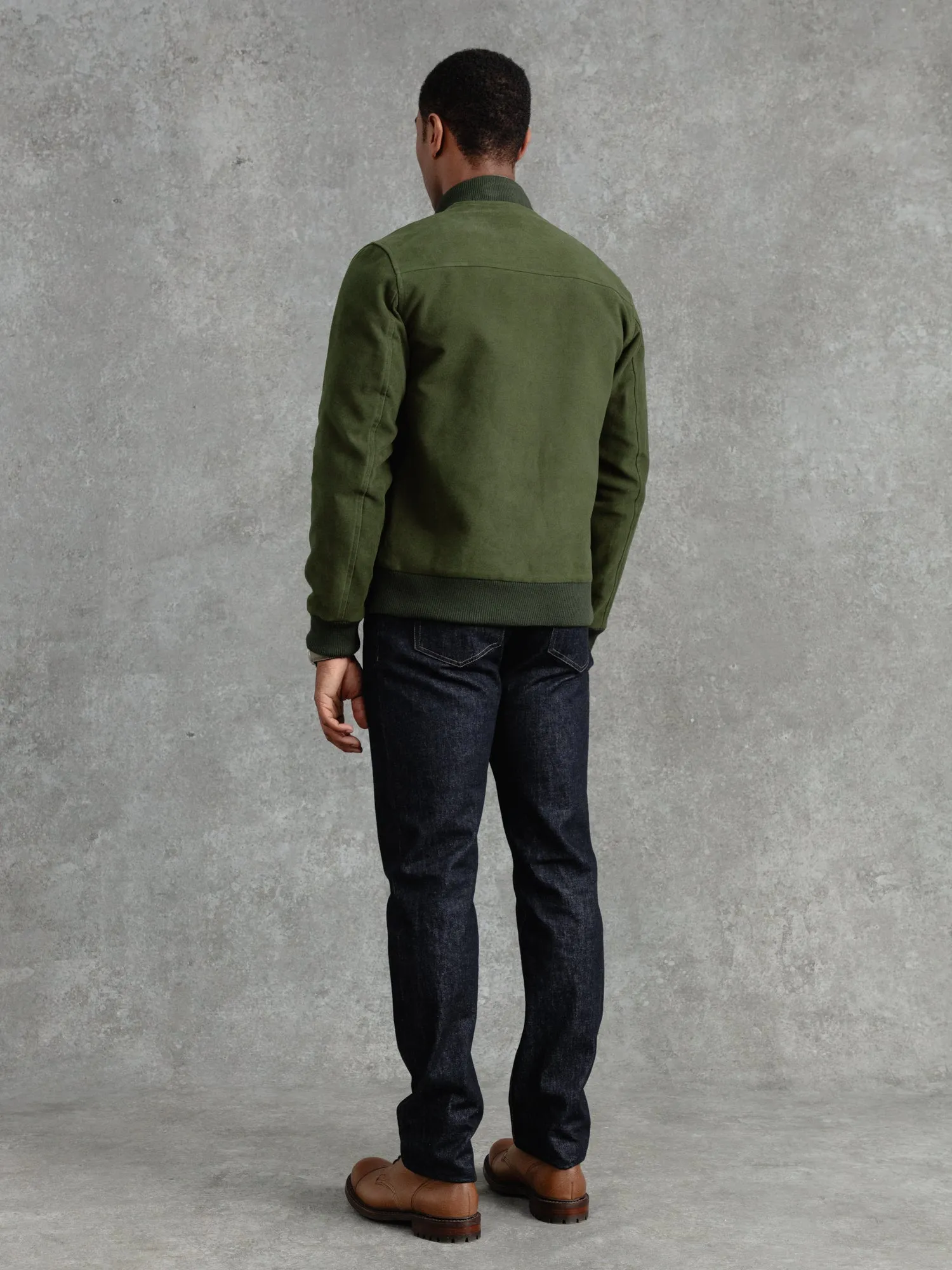 The Moleskin Bomber - Olive