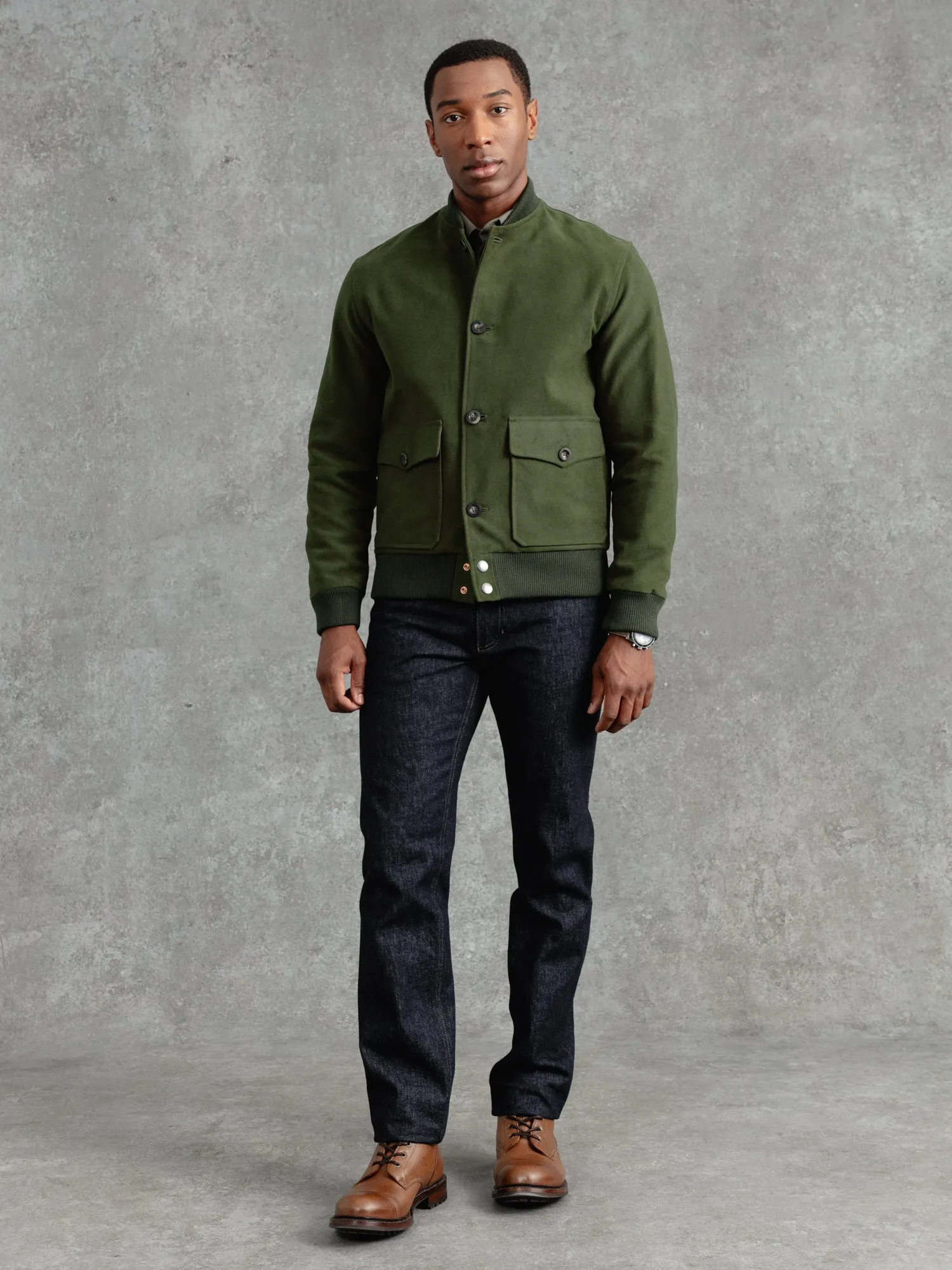 The Moleskin Bomber - Olive