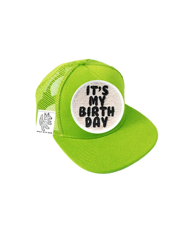 TODDLER Trucker Hat with Interchangeable Velcro Patch (Lime)