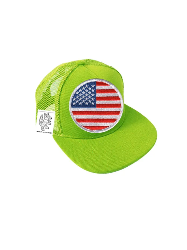 TODDLER Trucker Hat with Interchangeable Velcro Patch (Lime)