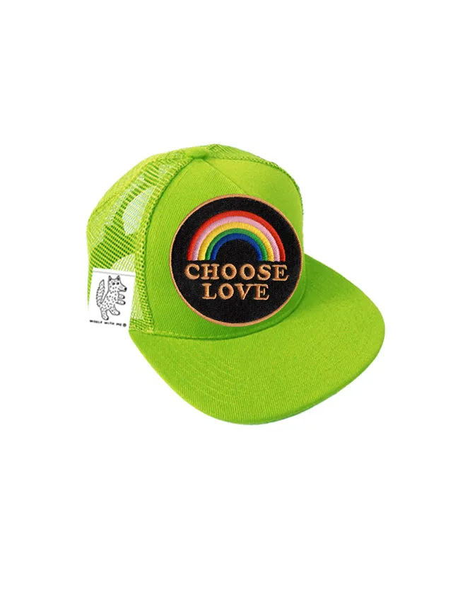 TODDLER Trucker Hat with Interchangeable Velcro Patch (Lime)