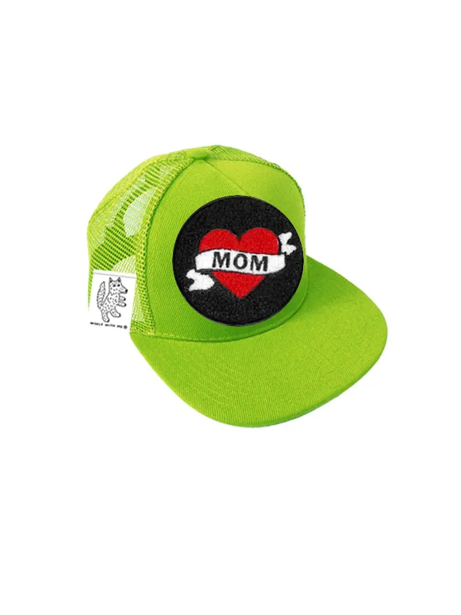 TODDLER Trucker Hat with Interchangeable Velcro Patch (Lime)