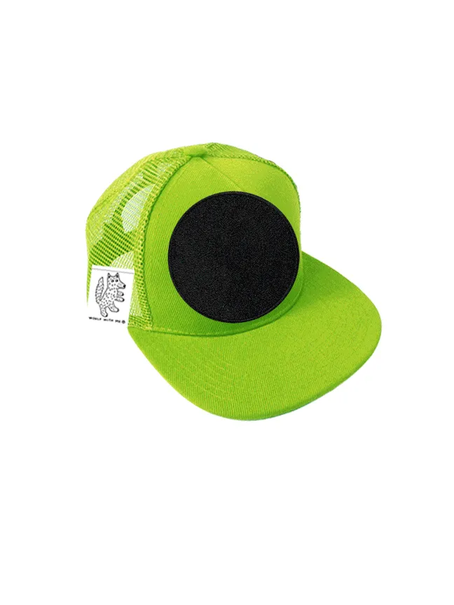 TODDLER Trucker Hat with Interchangeable Velcro Patch (Lime)