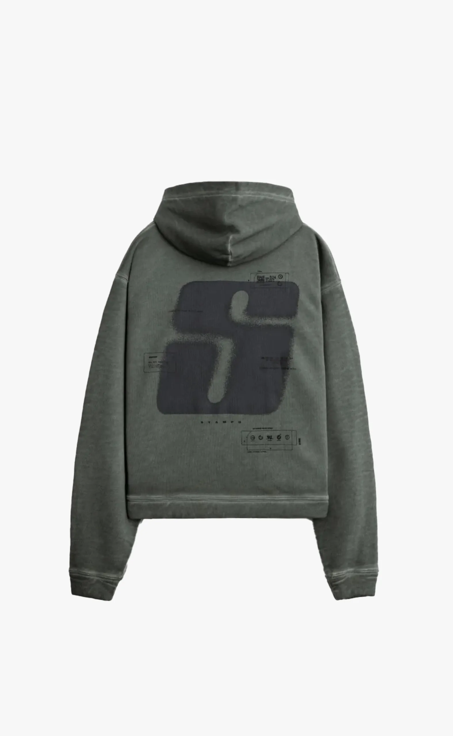 TRANSIT OIL WASH CROPPED JADE OIL WASH HOODIE