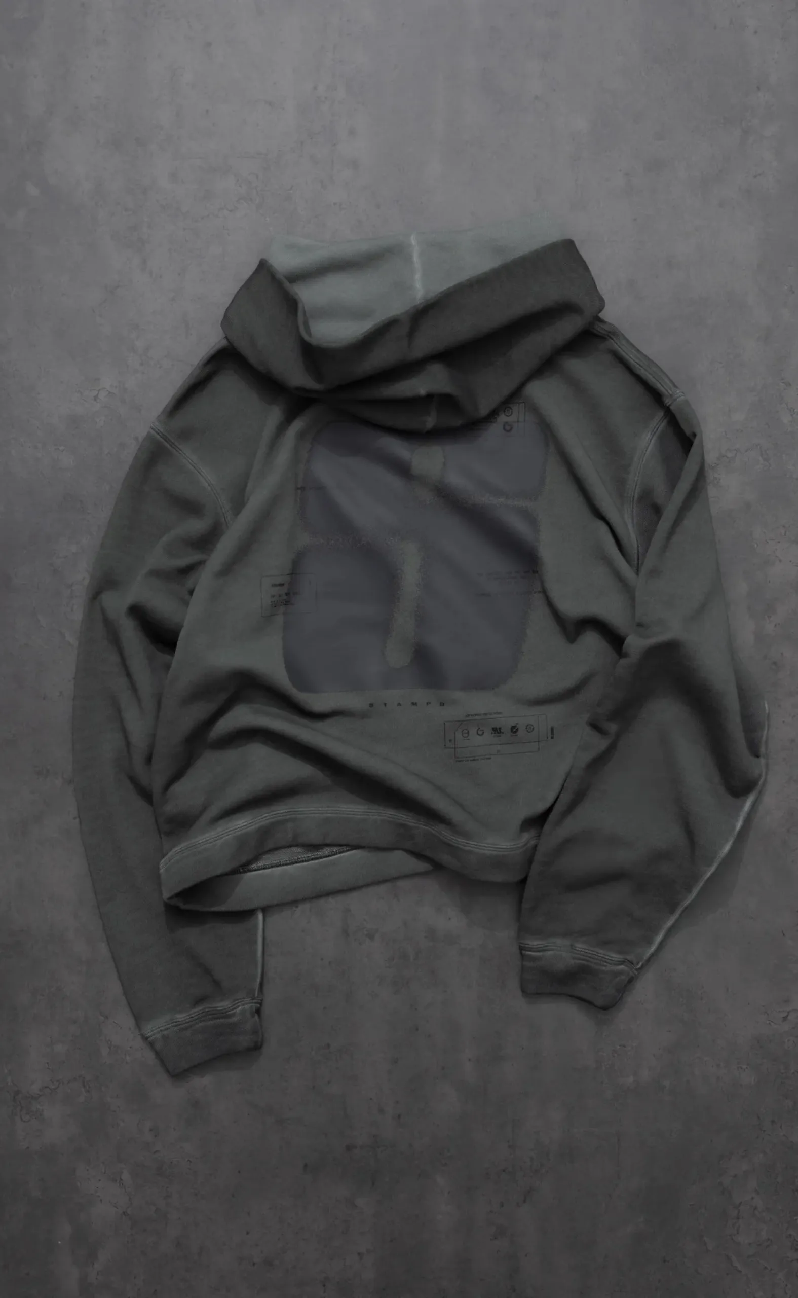 TRANSIT OIL WASH CROPPED JADE OIL WASH HOODIE