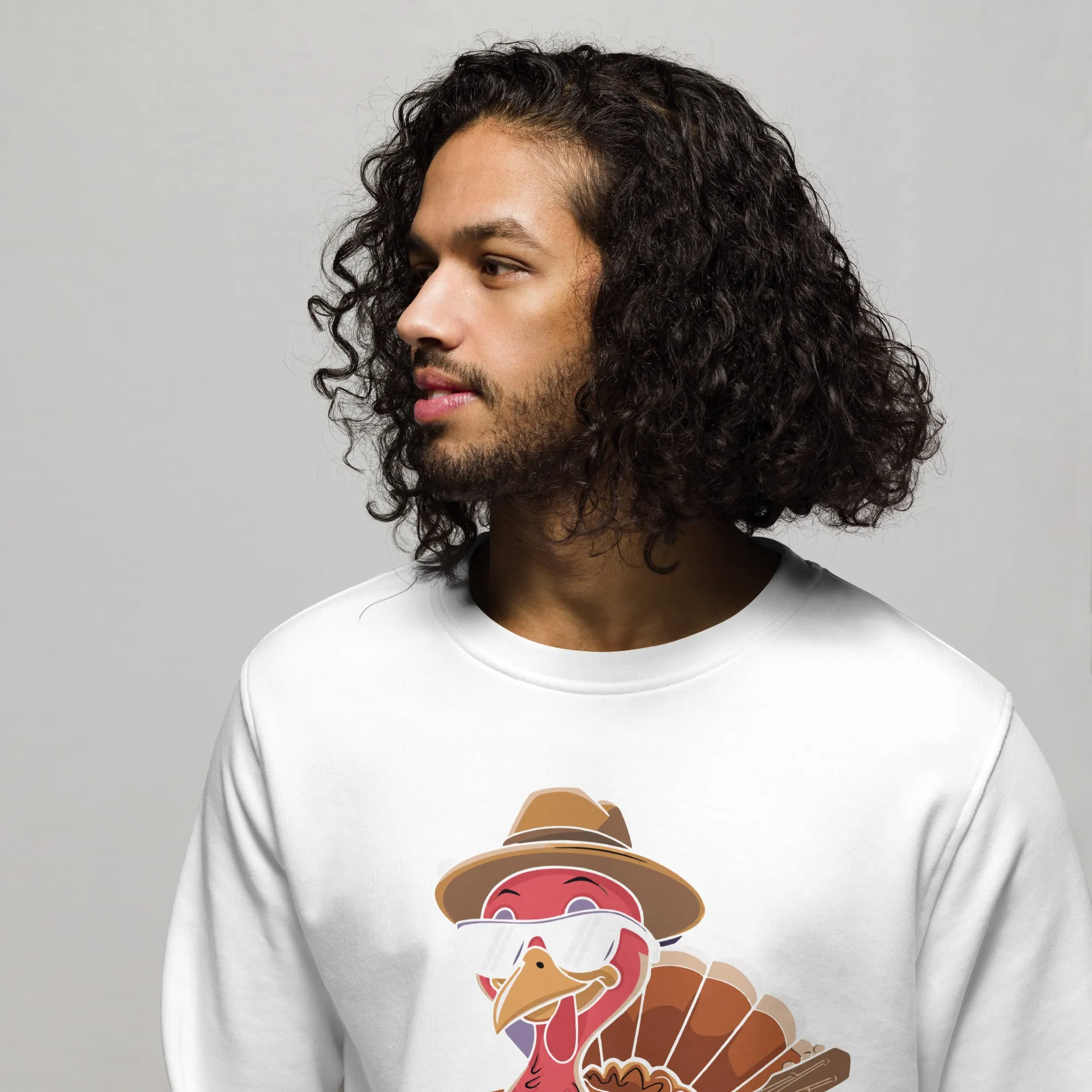 Turkey With Glasses Graphic Men Organic Sweatshirt