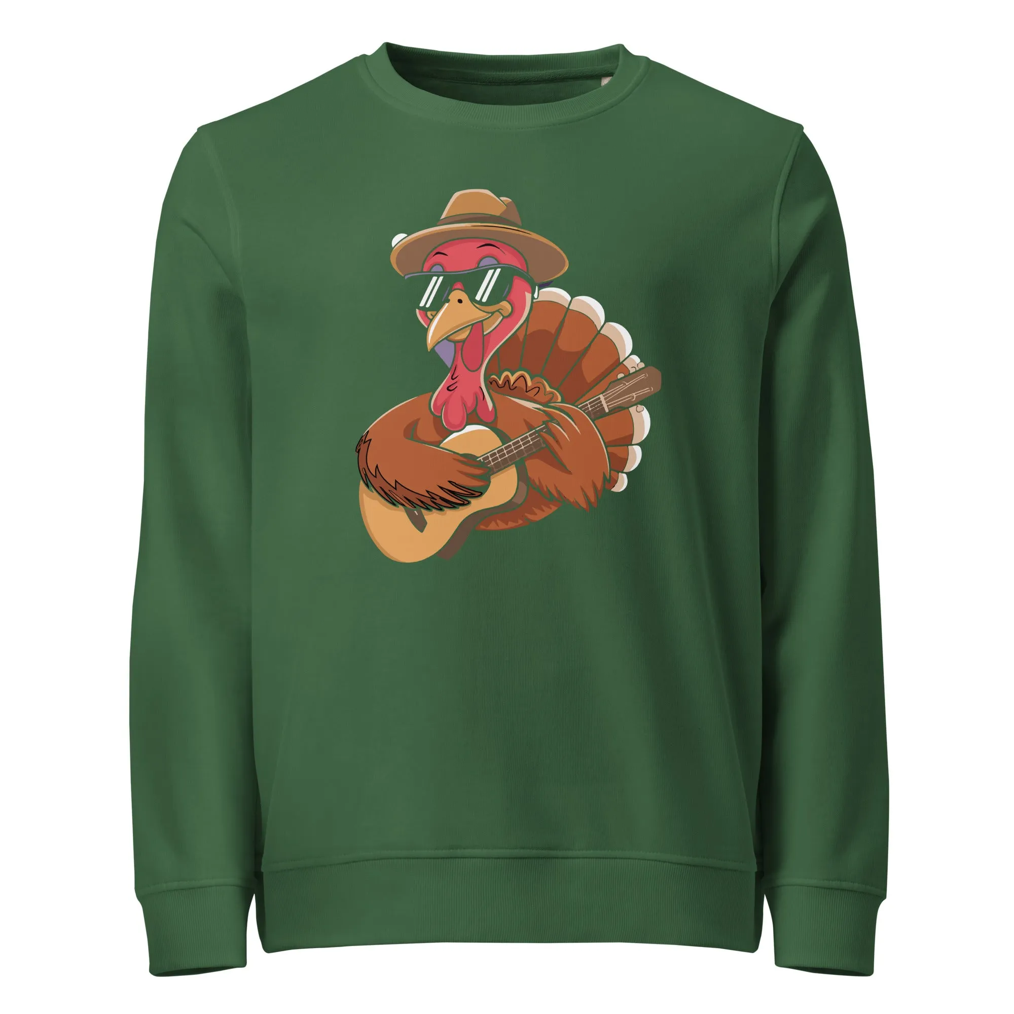 Turkey With Glasses Graphic Men Organic Sweatshirt