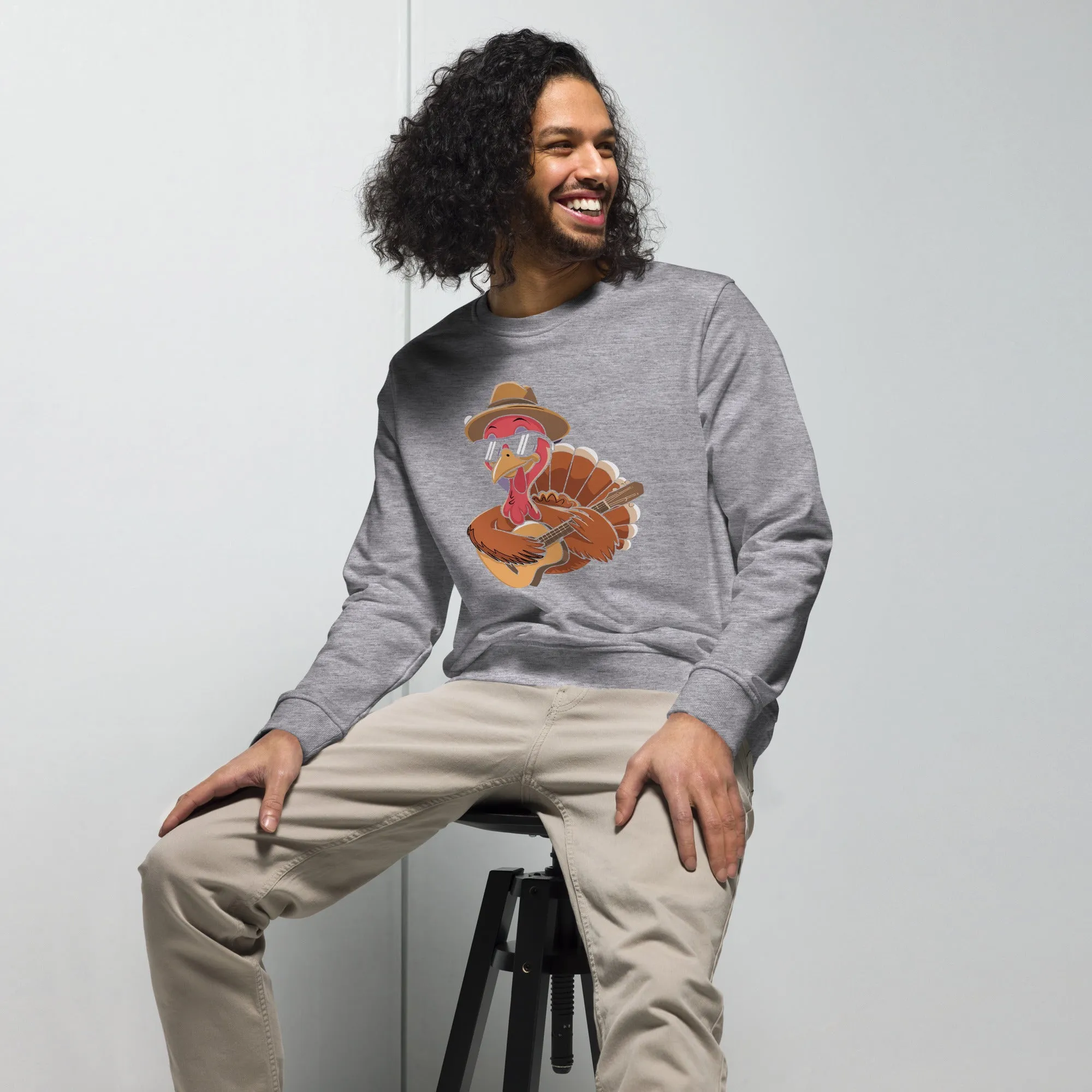 Turkey With Glasses Graphic Men Organic Sweatshirt