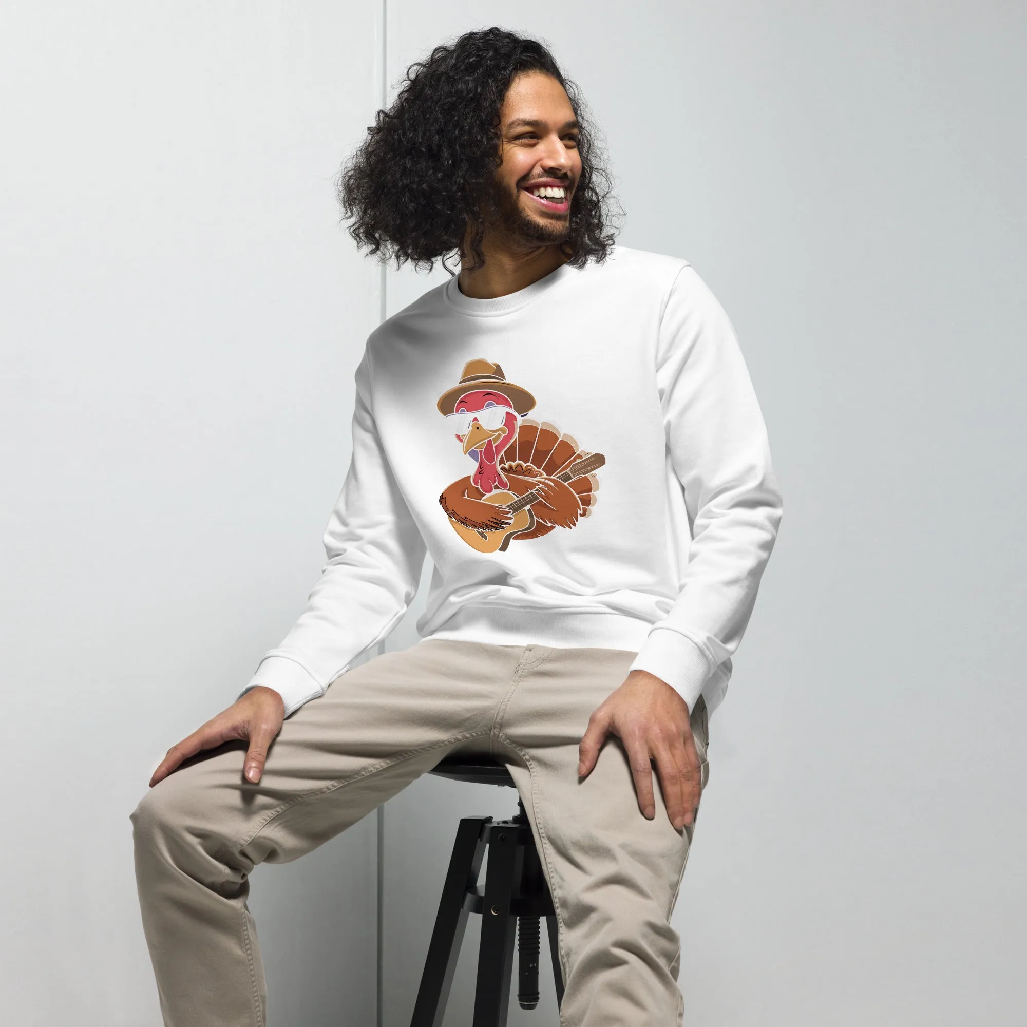 Turkey With Glasses Graphic Men Organic Sweatshirt