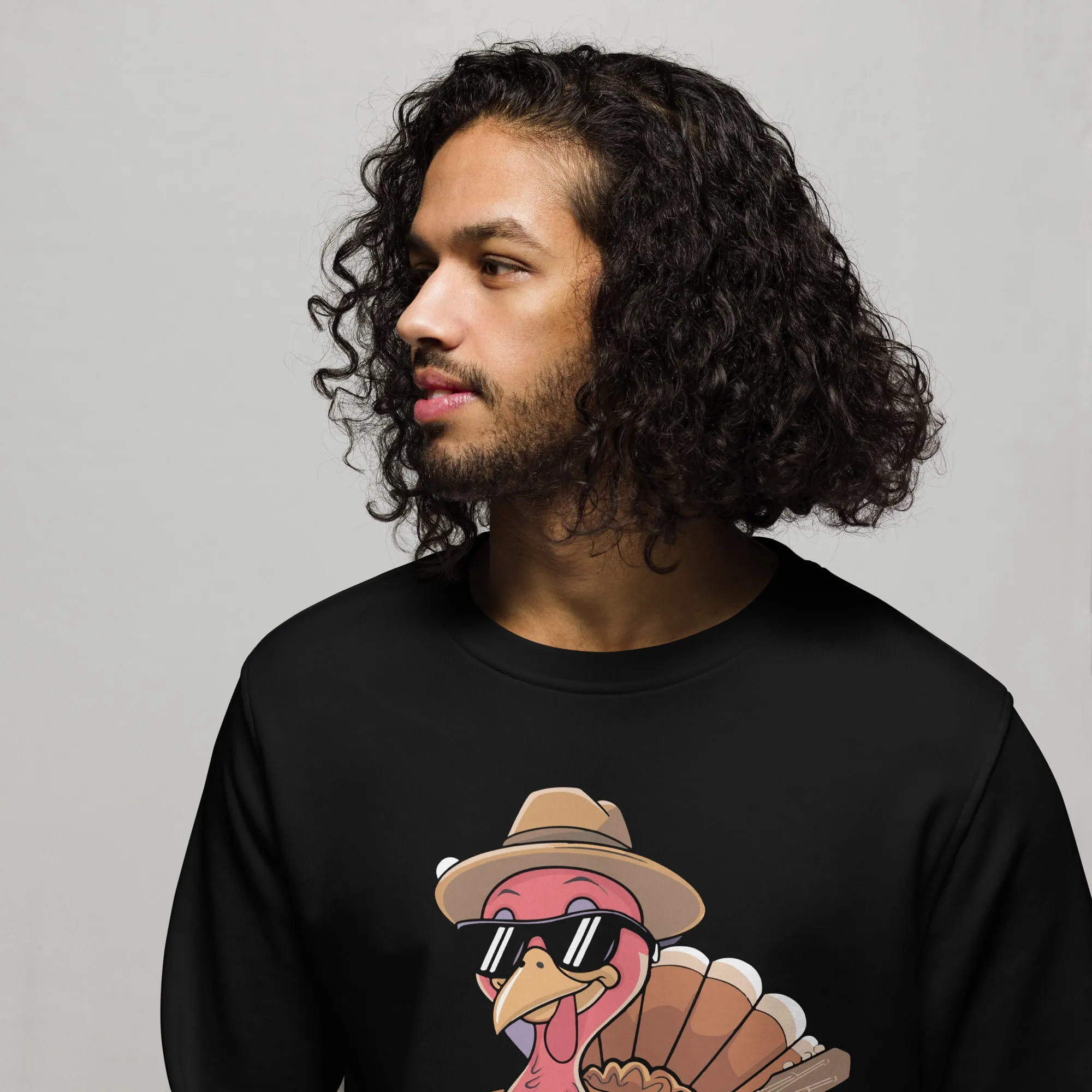 Turkey With Glasses Graphic Men Organic Sweatshirt