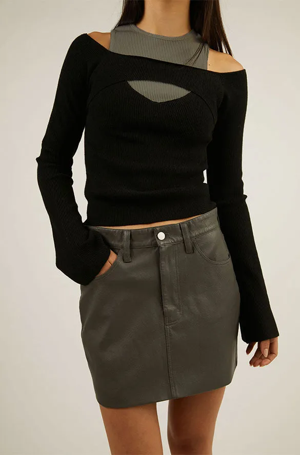 VEGAN LEATHER MINI SKIRT