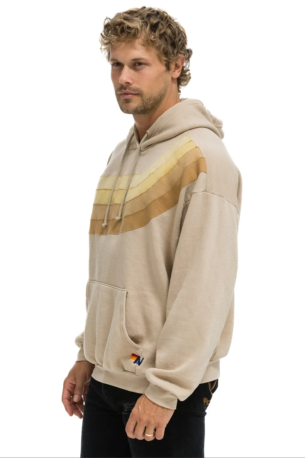 WAVE STRIPE 4 PULLOVER HOODIE RELAXED - SAND // SAND