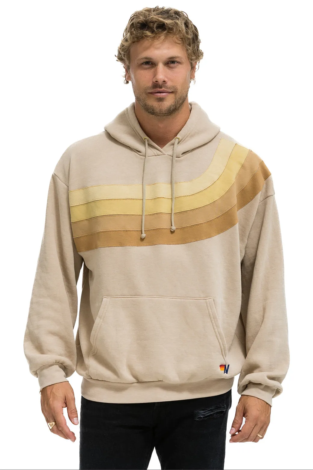 WAVE STRIPE 4 PULLOVER HOODIE RELAXED - SAND // SAND